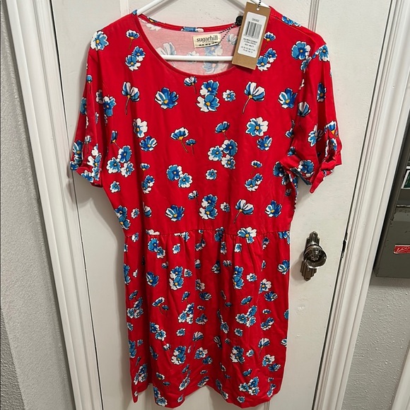 Sugarhill Brighton Red Floral Dress Size 14 - Picture 1 of 6